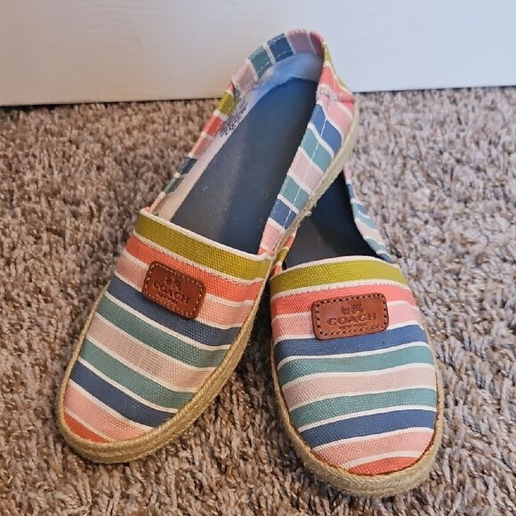 Coach MargaretStriped Espadrille Flats Size 6.5 - Picture 1 of 7